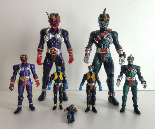 仮面ライダー響鬼ビッグサイズソフビ約31cmフィギュア7個セット
