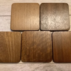 コルク付き木製コースター5点セットの画像