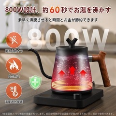 電気ケトル 1L 約36分保温 800W 温度調節 コーヒーポットの画像