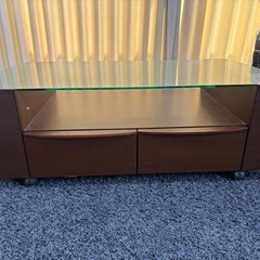 TAKEDOMI 武富家具　ガラス　センターテーブル　ローテーブル　マガジンラック　引き出し付き大塚家具の画像