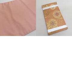 袋帯 正絹 流水に華文 薄オレンジ色ｘ金色 金糸 六通柄 フォーマル 礼装 長さ440cm【中古】 【キモノオフ野々市若松店】の画像