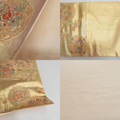 袋帯 正絹 丸文に鳳凰紋様 金糸 ゴールド系 六通柄 フォーマル 礼装 長さ440cm【中古】 【キモノオフ野々市若松店】の画像