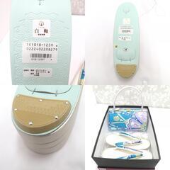 草履・バッグセット 白梅謹製 振袖用 草履 バッグ Mサイズ 適応サイズ23.0~24.0cm前後 水色 青ラメ 紫ラメ 金 華紋 フォーマル 成人式 卒業式 新品 【キモノオフ野々市若松店】の画像