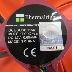 SILVER STONE　Thermalright　140mm角スクウェアファン DC BRESHLESS MODEL：TY143-ｓｑ DC 12V 0.6AMPの画像