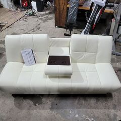 9/10終 ニトリ ソファベッド 収納付き 幅1840×奥850×高750mm ホワイト 25i菊MZの画像