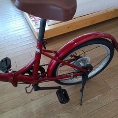 ★ジモティ割あり★  折りたたみ自転車 20インチ レッド クリーニング済み TK6450の画像