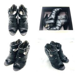 【❗️✨クロスデザイン✨❗️】COACH✨レディース ヒールサンダル ブラック US6 23cm 箱付き ❗️の画像