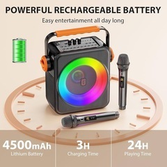 カラオケセット ワイヤレスマイク２本 スピーカー 家庭用 Bluetoothの画像