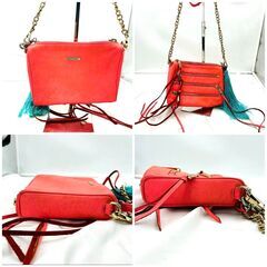 【❗️✨希少カラー✨❗️】REBECCA MINKOFF✨本革ショルダーバッグ ターコイズ色タッセル付❗️の画像