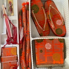 アンティーク七五三小物セットと帯のセットの画像