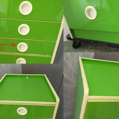 レトロポップ 7段チェスト グリーン 緑 昭和 タンス 収納 箪笥 電話台の画像