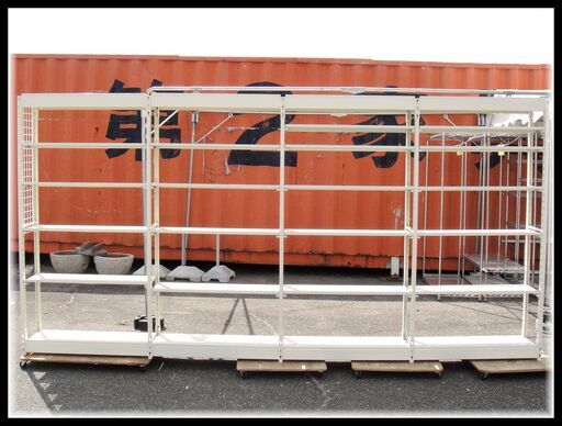 中軽量什器 ラック スチール棚 W92×D34×H181cm/1本×4連結 総幅362.5cm 棚板総数26枚 アイボリー系カラー 愛知県安城市