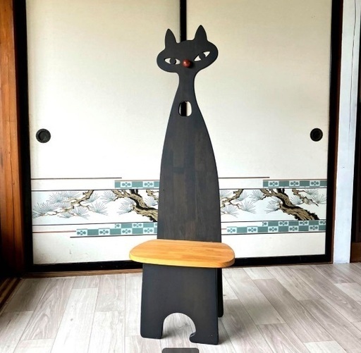 四国工芸 森のサーカス 黒猫スチールチェア 椅子 木製 収納付き 四国工芸 森のサーカス 黒猫スチールチェア 椅子 木製 収納付き