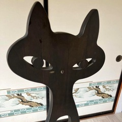 四国工芸 森のサーカス 黒猫スチールチェア 椅子 木製 収納付きの画像