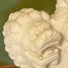 菩薩 般若 獅子仏教美術 石製アラバスター彫刻 白玉 W70,D33,H87cm素人計測の画像