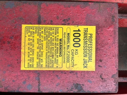 油圧式 トランスミッションジャッキ 中古フロアタイプ レッド 耐荷重約1.0t 約1000kg ミッションジャッキ ミッションリフト 低床