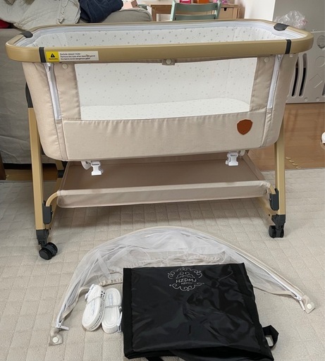 HZDMJ ベビーベッド カーキ(ベージュ) 防水シーツセット HZDMJ 2024