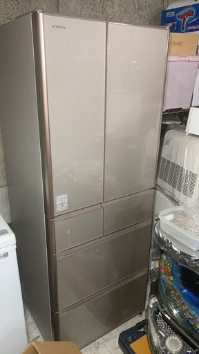 美品　日立　505L 6ドア冷蔵庫　18年製　真空チルド室　表面ガラスコート