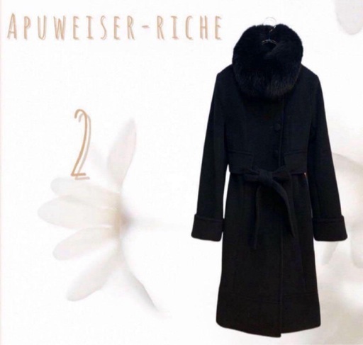 価格交渉承ります✨　【Apuweiser-riche】美品 4way ロングコート　アンゴラ 黒 M