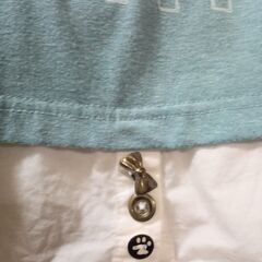 襟に猫&星の刺繍♪飾りボタンも可愛い♪【襟付き 半袖Ｔシャツ】Ｌサイズ(女児160位)♪通学トップス・プルオーバー♪水色の画像