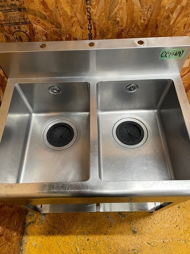 C(7469) ステンレス 二槽シンク W800D600H800BG150 業務用 厨房 飲食店 店舗用 シンク 中古 直接引き取り歓