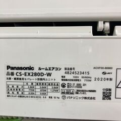K06475 中古エアコン パナソニック 2020年製 主に10畳用 冷房能力 2.8KW / 暖房能力 3.6KWの画像
