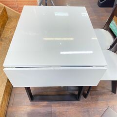 ジ387/ ニトリ 伸長式ダイニングテーブル4点セット DTロピア2 DCロピア2 ベンチロピア2 の画像