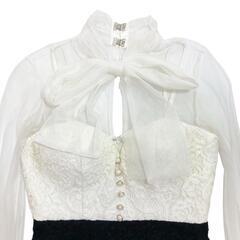 DEA. by ROBE de FLEURS ディアバイローブドフルール ブラウスデザイン×バイカラータイトミニドレス DE1682 キャバドレスの画像