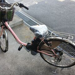 地域限定送料無料　パナソニック　ビビ　DX　8,9AH　子供乗せ　ピンク　パスウィズ　アシスタ　神戸市　電動自転車の画像