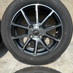 【取引中】【美品 バリ山】軽自動車用 社外品 14インチアルミホイール 2024年第22週製造分 DUNLOP ENASAVE EC204  155/65R14 75S バリ山タイヤ付き 4本セット 】MRワゴンからの取り外し 14X4 1/2J INSET 43 A-TECH  LIGHT WEIGHT  の画像