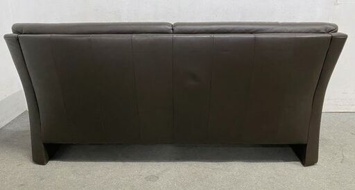 IDC大塚 ヒモラ ソファ ベルク 3人掛け 本革 セミアニリン染め 幅188cm ダークブラウン ドイツ リビング 中古家具 店頭引