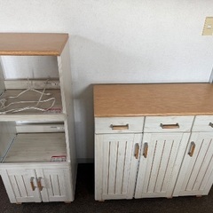 ニトリ　キッチンカウンター　レンジボード2点セットの画像