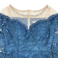 DEA. by ROBE de FLEURS ディアバイローブドフルール ビジューチュールｘ総レースタイトミニキャバドレス DE2371 ティールブルー S キャバドレスの画像