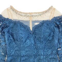 DEA. by ROBE de FLEURS ディアバイローブドフルール ビジューチュールｘ総レースタイトミニキャバドレス DE2371 ティールブルー M キャバドレスの画像