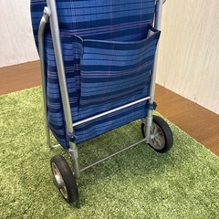 ショッピングカート 買い物カート 2輪 折りたたみ 軽量 ブルーチェック の画像