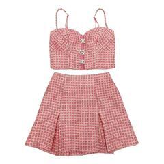 ROBE de FLEURS ローブドフルール フロントビジューチェックツイードキャミミニキャバドレス fm3561 キャバドレスの画像