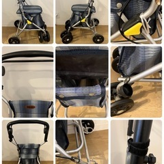 シルバーカー　幸和製作所　コウワセイサクジョ　グレーと青のチェック柄　の画像