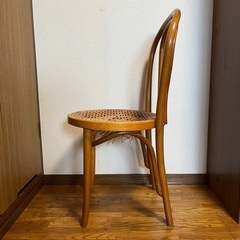 【ジャンク品】マルニ木工　ベントウッドチェア　ラタン　座面損傷の画像