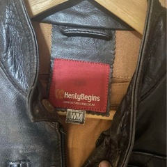 ヘンリービギンズ　レザー ライダースジャケット 黒 レディースMの画像