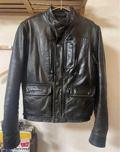 ヘンリービギンズ　レザー ライダースジャケット 黒 レディースM