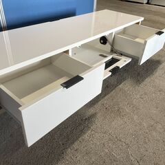 【良品】テレビボード ホワイト 引き出し収納 ガラス扉 人気 早いもの勝ち！ 引取歓迎 配送OKの画像