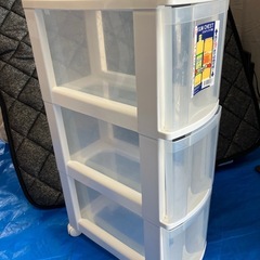 3段クリア収納ケース　キャスター付き　収納引き出し　スリムチェスト
の画像