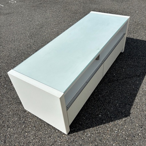 テレビボード テレビ台 ホワイト 幅120cm 鏡面　ガラス天板 キャビネット 収納家具 直接引取り歓迎 mw0608