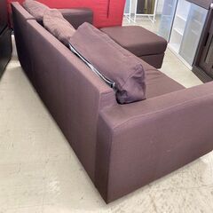 J5636　【リユースのサカイ柏店】　オットマン付きソファ3人掛け　ブラウン　クリーニング済みの画像