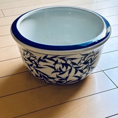 陶器の鉢　水草　金魚の画像