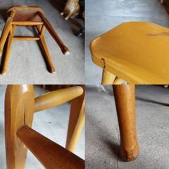 ヴィンテージスツール ペインティング 木製 椅子 チェア 腰掛け いす イス ペイント レトロ　/TJ-2540 1Fの画像