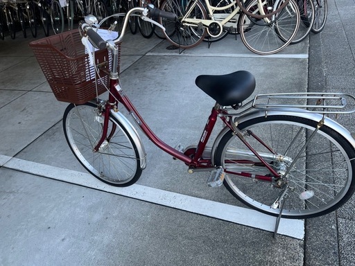 【完売御礼】【大人用】整備済中古自転車 丸石 24型ハッピーライフ 赤色 <自転車のオオムラ 静岡店>