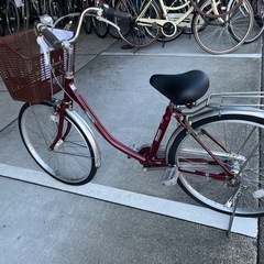 大人用】整備済中古自転車 丸石 24型ハッピーライフ 赤色 <自転車の