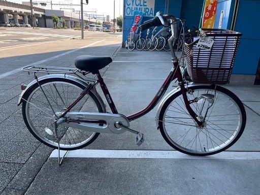 【完売御礼】【大人用】整備済中古自転車 丸石 24型ハッピーライフ 赤色 <自転車のオオムラ 静岡店>