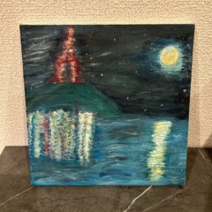 絵画　一点物　原画　「ヨーロッパの夜の海 beautiful night view in Paris」の画像